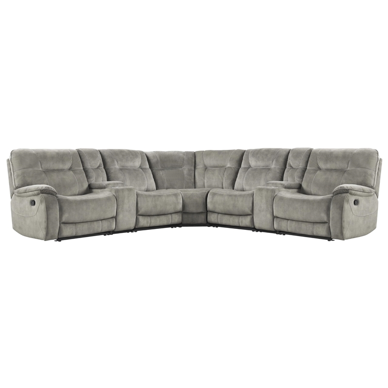 Pemberly Row Shadow Natural 7 Piece Modular Manual Reclining Sectional