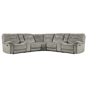Pemberly Row Shadow Natural 7 Piece Modular Manual Reclining Sectional