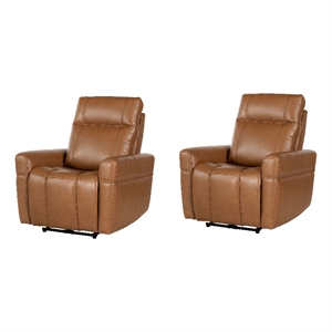 Pemberly Row Steamboat Ecru Power Zero Gravity Recliner Two Pack
