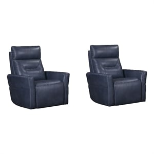 Pemberly Row Vintage Navy Power Swivel Glider Recliner Two Pack