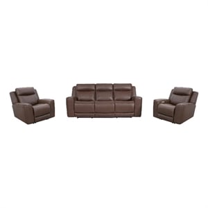 Pemberly Row Autumn Umber Power Reclining Sofa and 2 Recliners