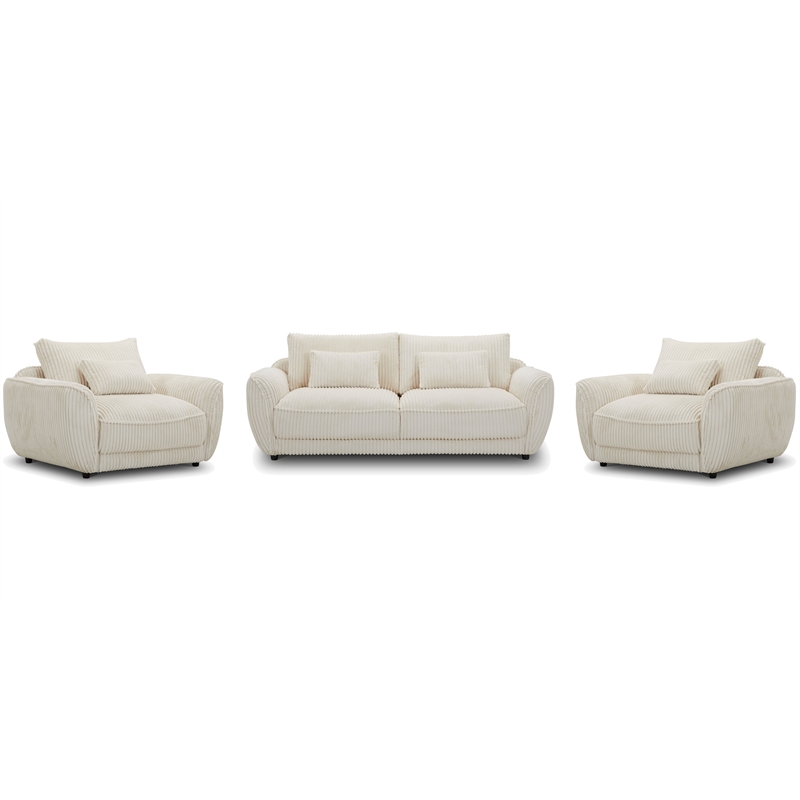 Pemberly Row Mega Ivory Chair and A Half with Lumbar Pillow Two Pack