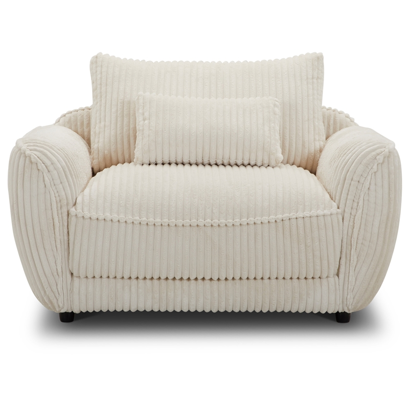 Pemberly Row Mega Ivory Chair and A Half with Lumbar Pillow Two Pack