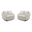 Pemberly Row Mega Ivory Large Swivel Chair with 2 Toss Pillows Two Pack