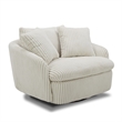 Pemberly Row Mega Ivory Large Swivel Chair with 2 Toss Pillows Two Pack