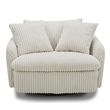 Pemberly Row Mega Ivory Large Swivel Chair with 2 Toss Pillows Two Pack