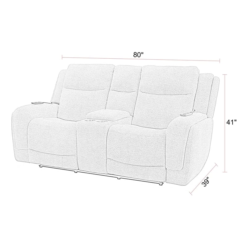 Pemberly Row Power ZeroG Console Loveseat with Heat Massage & Speaker