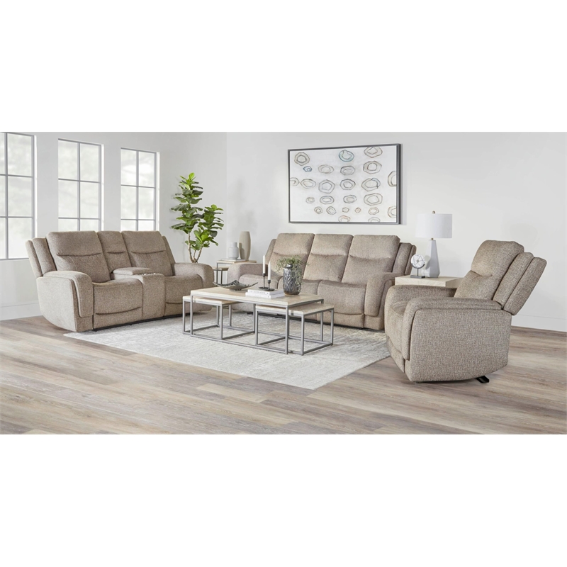 Pemberly Row Frappe Power Reclining Sofa Loveseat and Recliner