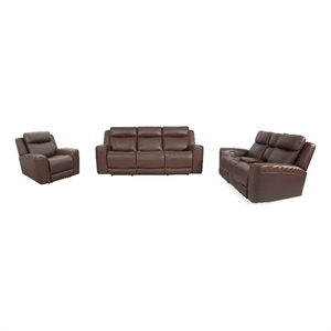 Pemberly Row Autumn Umber Power Reclining Sofa Loveseat and Recliner