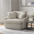 Pemberly Row Utopia Sand Large Swivel Chair with 2 Toss Pillows Two Pack