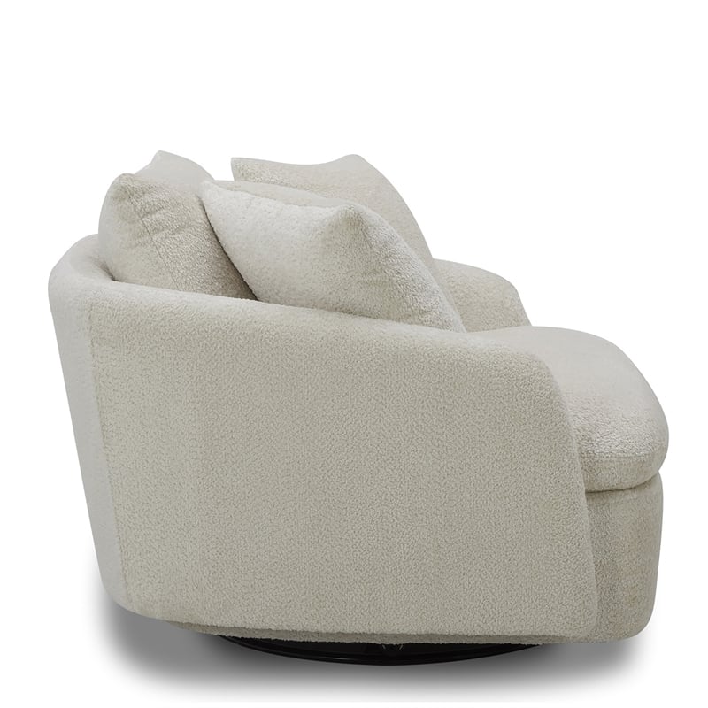 Pemberly Row Utopia Sand Large Swivel Chair with 2 Toss Pillows Two Pack