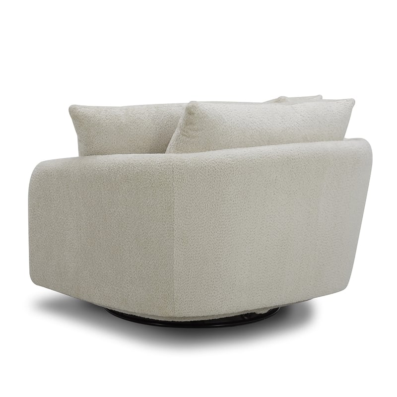 Pemberly Row Utopia Sand Large Swivel Chair with 2 Toss Pillows Two Pack