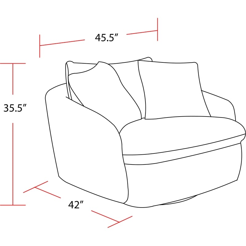 Pemberly Row Utopia Sand Large Swivel Chair with 2 Toss Pillows Two Pack
