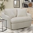Pemberly Row Utopia Sand Large Swivel Chair with 2 Toss Pillows Two Pack