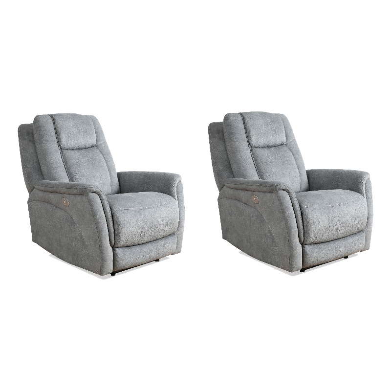 Pemberly Row Hudson Grey Zero Gravity Power Recliner Two Pack
