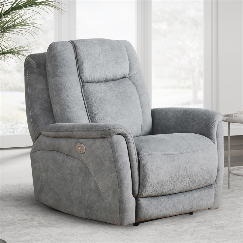 Pemberly Row Hudson Grey Zero Gravity Power Recliner Two Pack