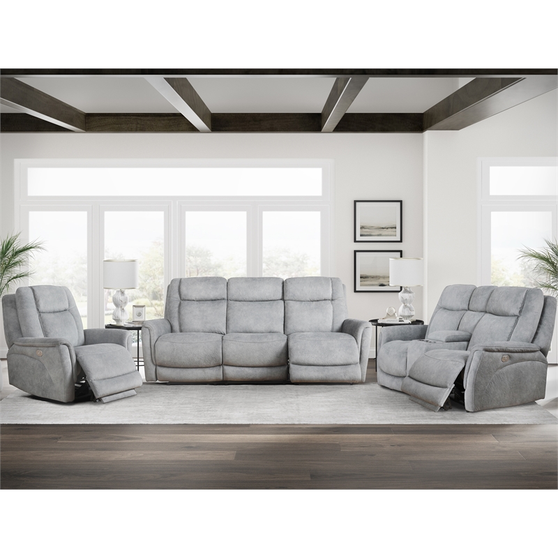 Pemberly Row Hudson Grey Zero Gravity Power Recliner Two Pack