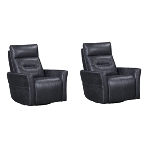 Pemberly Row Vintage Slate Power Swivel Glider Recliner Two Pack