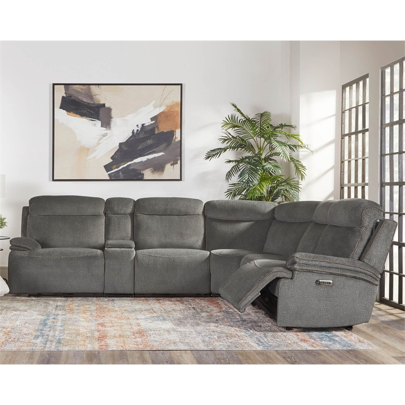 Pemberly Row Airy Midnight 6 Piece Power Reclining Sectional
