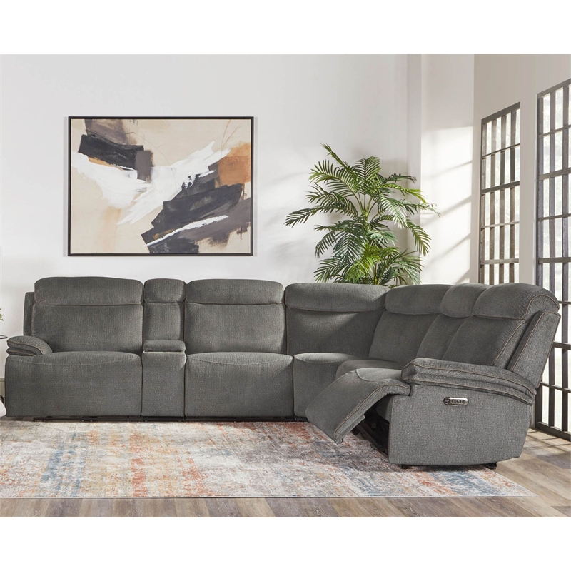 Pemberly Row Airy Midnight 6 Piece Power Reclining Sectional