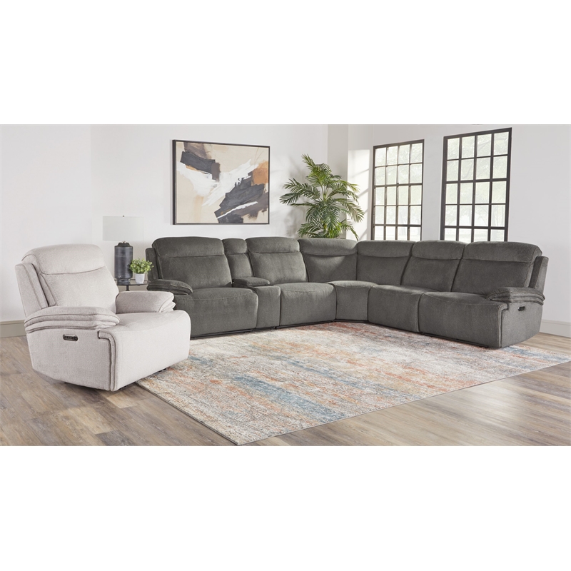Pemberly Row Airy Midnight 6 Piece Power Reclining Sectional