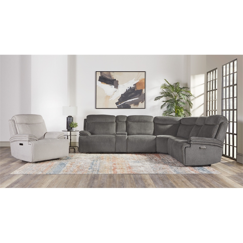 Pemberly Row Airy Midnight 6 Piece Power Reclining Sectional