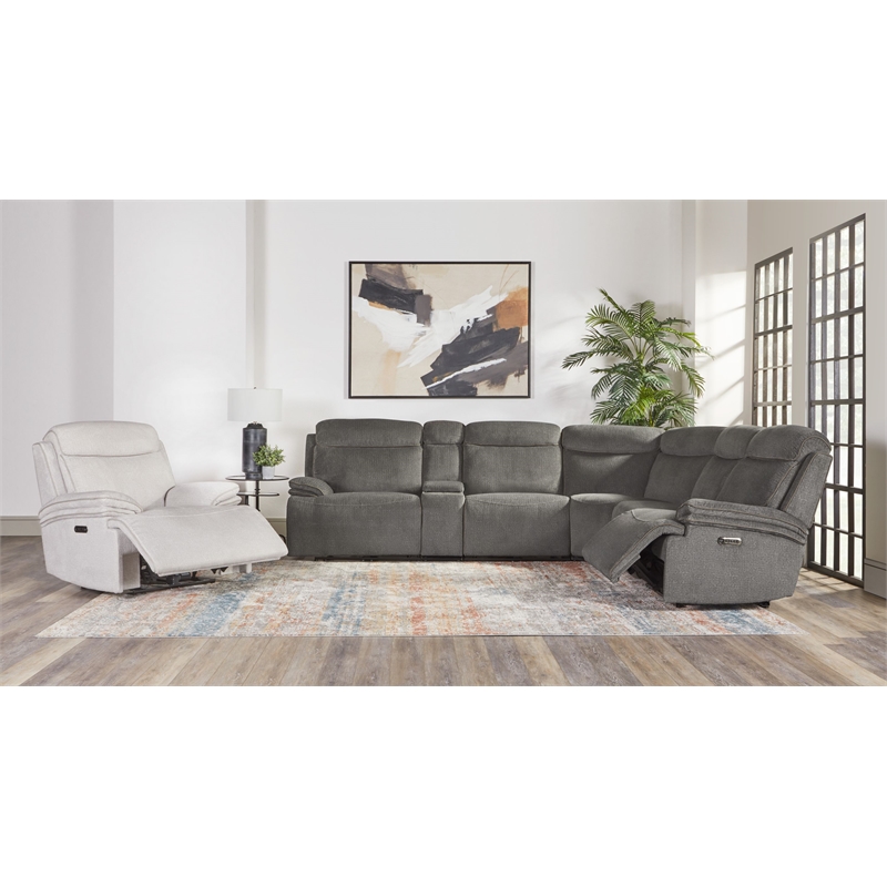 Pemberly Row Airy Midnight 6 Piece Power Reclining Sectional
