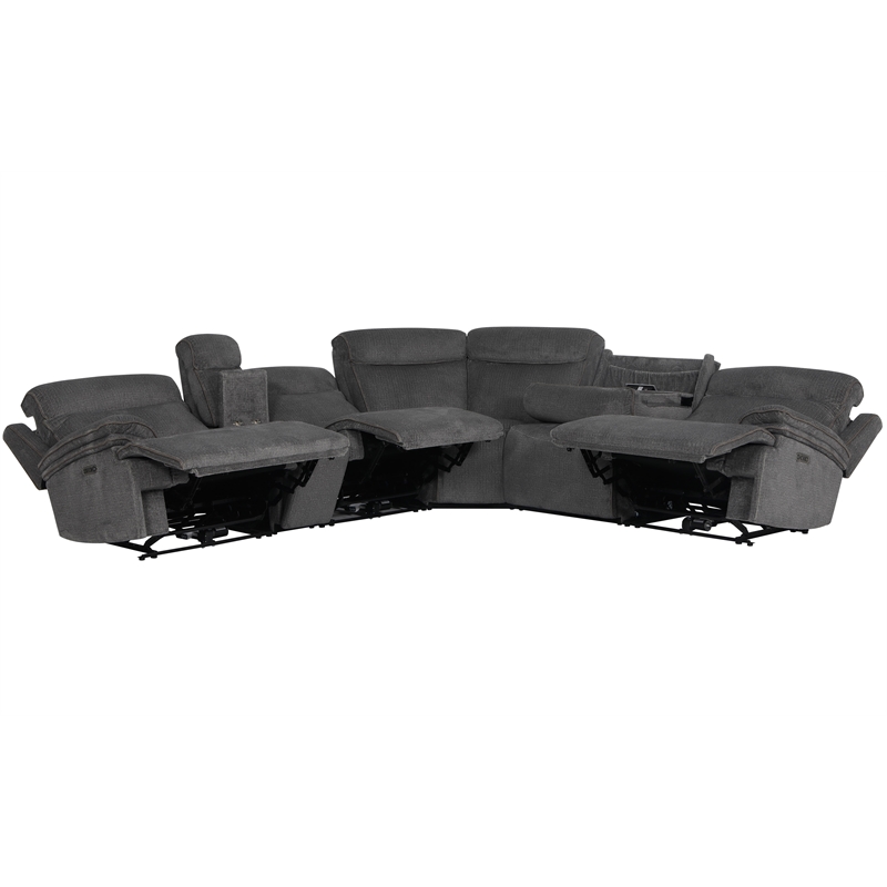 Pemberly Row Airy Midnight 6 Piece Power Reclining Sectional