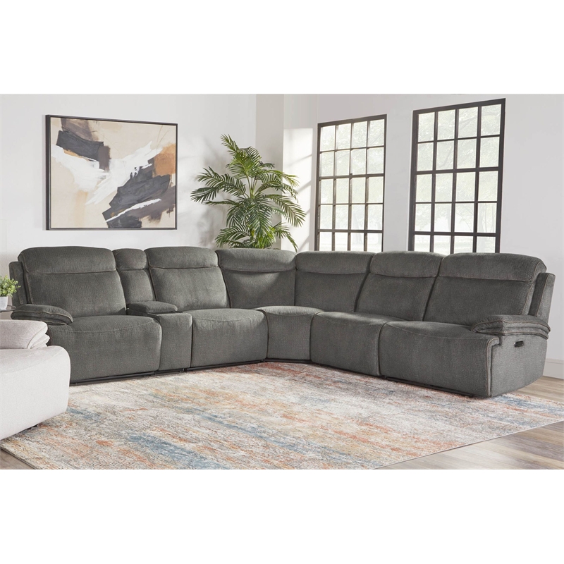 Pemberly Row Airy Midnight 6 Piece Power Reclining Sectional
