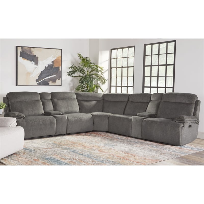 Pemberly Row Airy Midnight 7 Piece Power Reclining Sectional