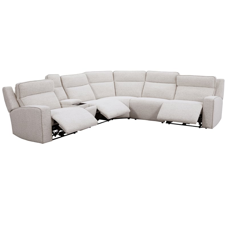 Pemberly Row Fluffy River Rock 6 Piece Power Reclining Sectional