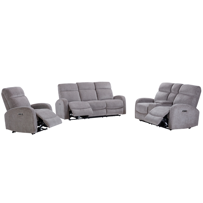 Pemberly Row Whiskers Nature Power Reclining Sofa Loveseat and Recliner