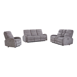 Pemberly Row Whiskers Nature Power Reclining Sofa Loveseat and Recliner