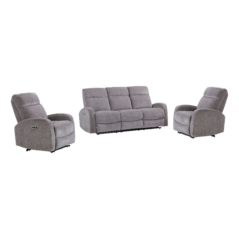 Pemberly Row Whiskers Nature Power Reclining Sofa and 2 Recliners