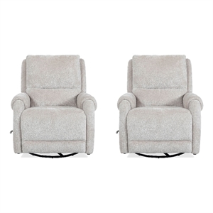 Pemberly Row Ecru Mist Manual Swivel Glider Recliner Two Pack