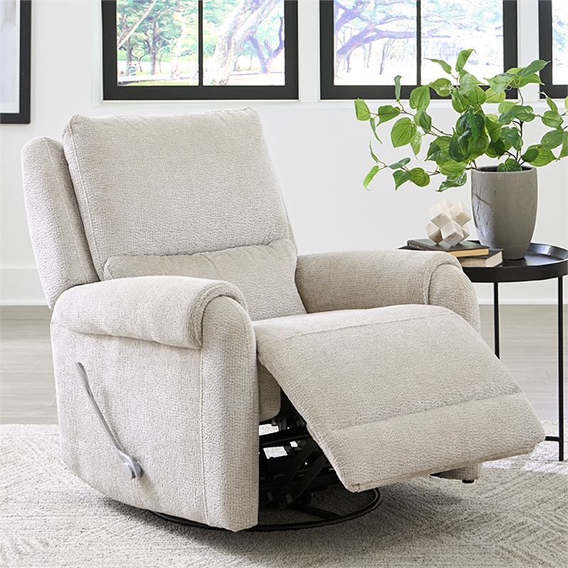 Pemberly Row Ecru Mist Manual Swivel Glider Recliner Two Pack
