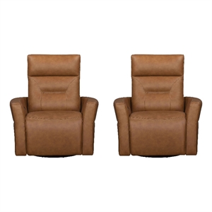 Pemberly Row Vintage Caramel Power Swivel Glider Recliner Two Pack