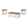 Pemberly Row Cotton Lift Top Cocktail Table with 2 End Tables
