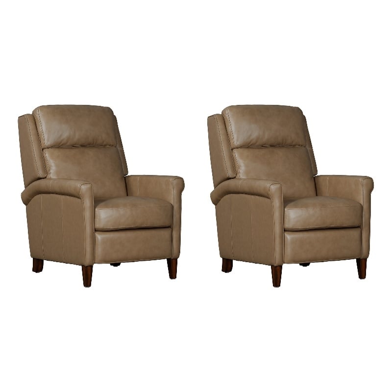 Pemberly Row Lotus Cream Power Cordless High Leg Recliner Two Pack