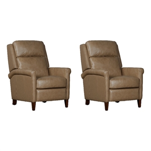 Pemberly Row Lotus Cream Power Cordless High Leg Recliner Two Pack