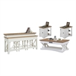 Pemberly Row Cotton Cocktail 2 Chairside Console Table 3 Stools