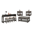 Pemberly Row Smokey Grey Cocktail with 2 End and Console with 3 Stools