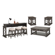 Pemberly Row Smokey Grey Cocktail 2Chairside and Console Table 3 Stools