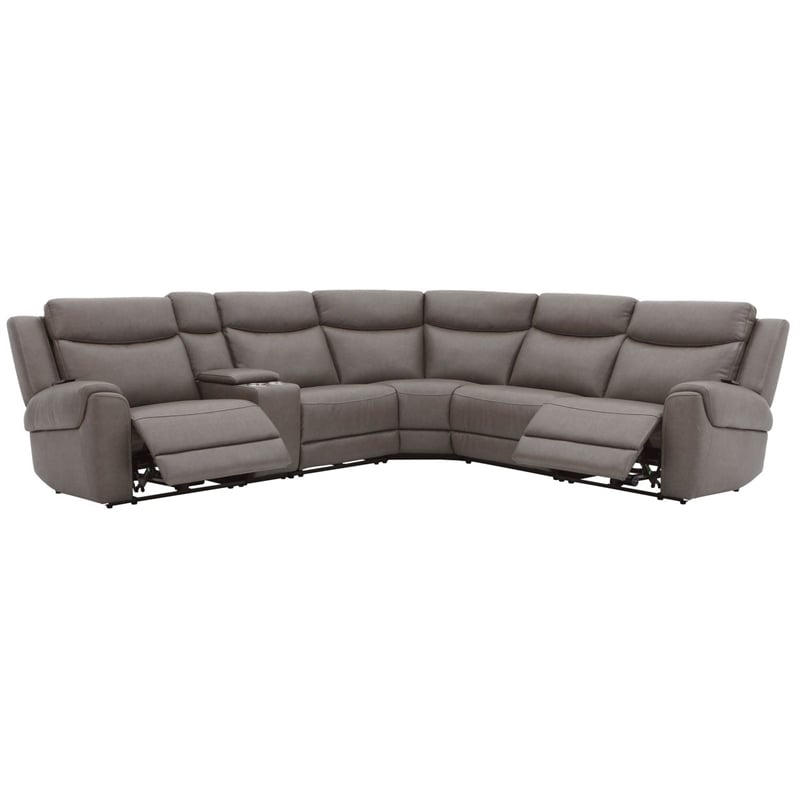 Pemberly Row Dark Granite 6 Piece Modular Power Reclining Sectional