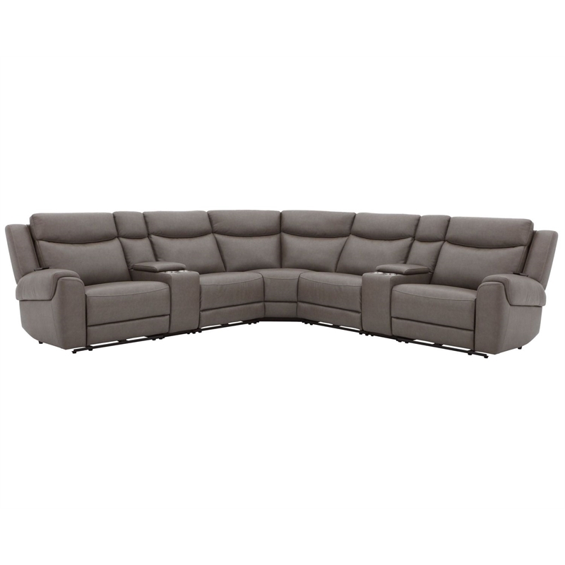 Pemberly Row Dark Granite 7 Piece Modular Power Reclining Sectional