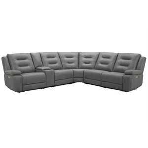 Pemberly Row Tahoe Fog 6 Piece Modular Power Reclining Sectional