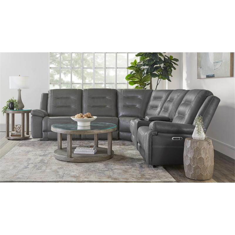 Pemberly Row Tahoe Fog 6 Piece Modular Power Reclining Sectional