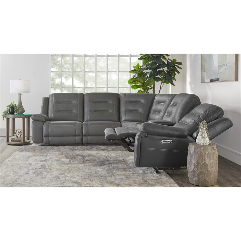 Pemberly Row Tahoe Fog 6 Piece Modular Power Reclining Sectional