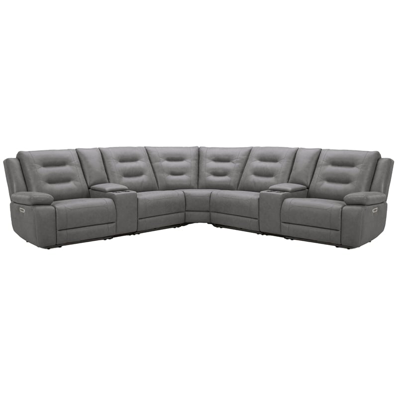 Pemberly Row Tahoe Fog 7 Piece Modular Power Reclining Sectional