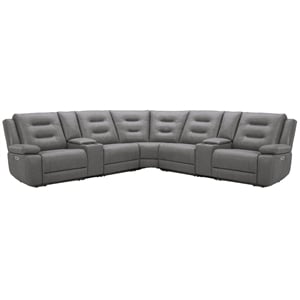 Pemberly Row Tahoe Fog 7 Piece Modular Power Reclining Sectional